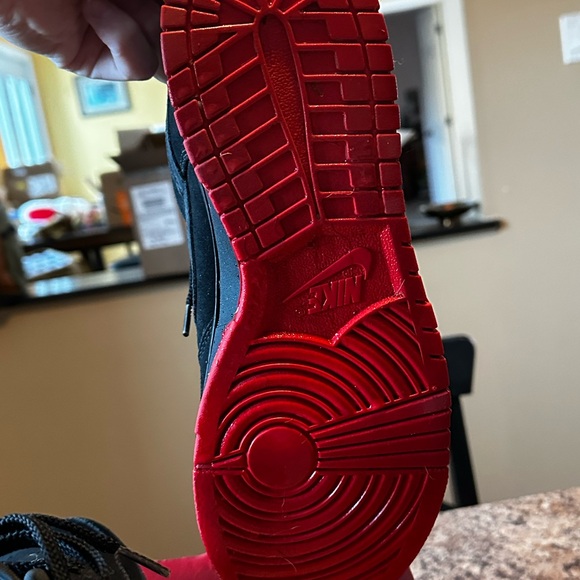 Custom, RARE Nike Dunk Black and Red Bottoms Sneakers 🔥 - Picture 5 of 5